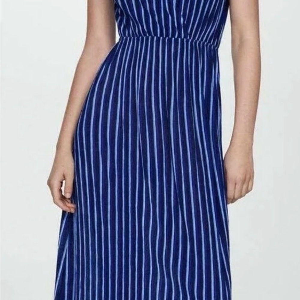 Mango Navy and White Striped Midi Dress/ coverup